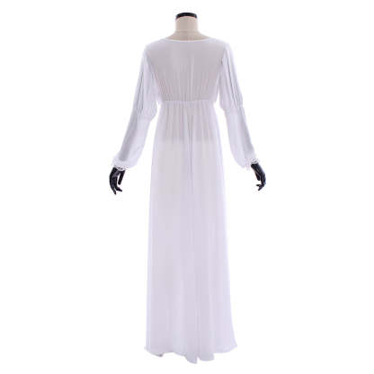 Elegant Women's Evening Gown - V-Neck Long Sleeved A-Line Floor Length Dress for Cosplay-Astricos