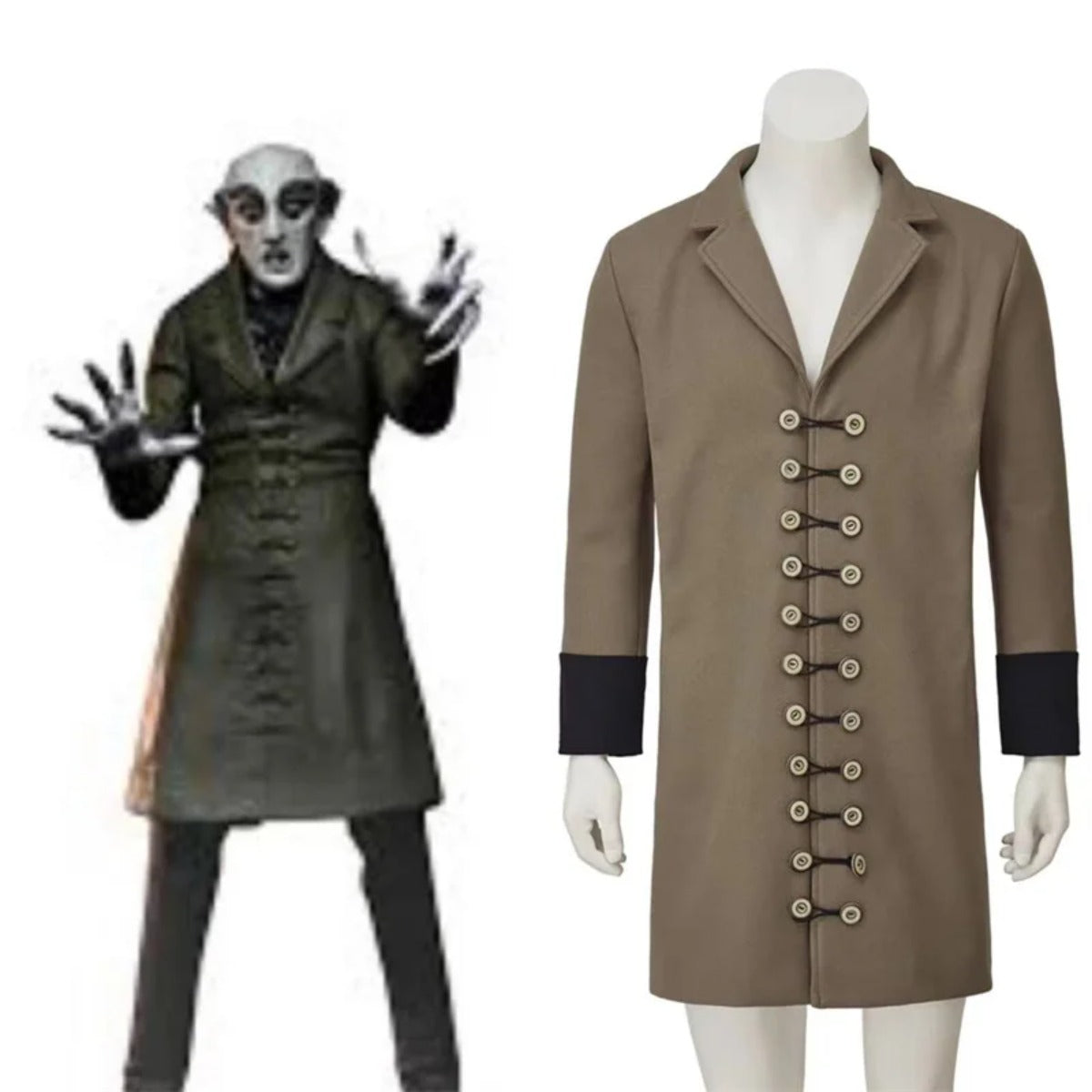 Nosferatu Count Orlok Vampire Cosplay Costume Long Jacket for Men - Halloween Party-Astricos