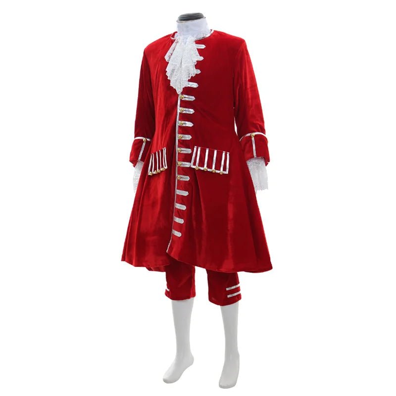 18th Century Aristocrat Costume for Men - Red Velvet Vintage Suit | Astricos Medieval Series-Astricos