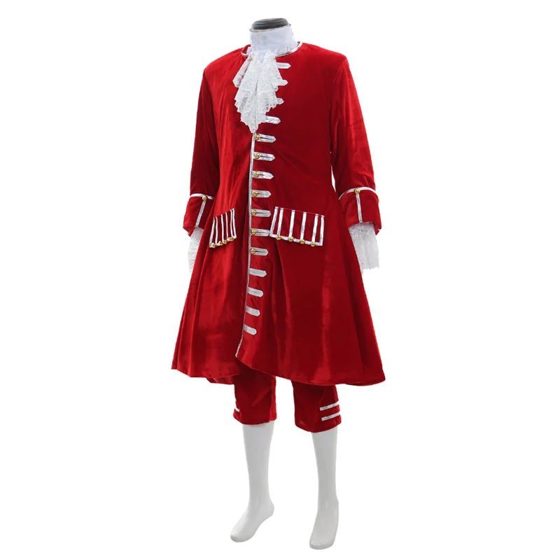 18th Century Aristocrat Costume for Men - Red Velvet Vintage Suit | Astricos Medieval Series-Astricos