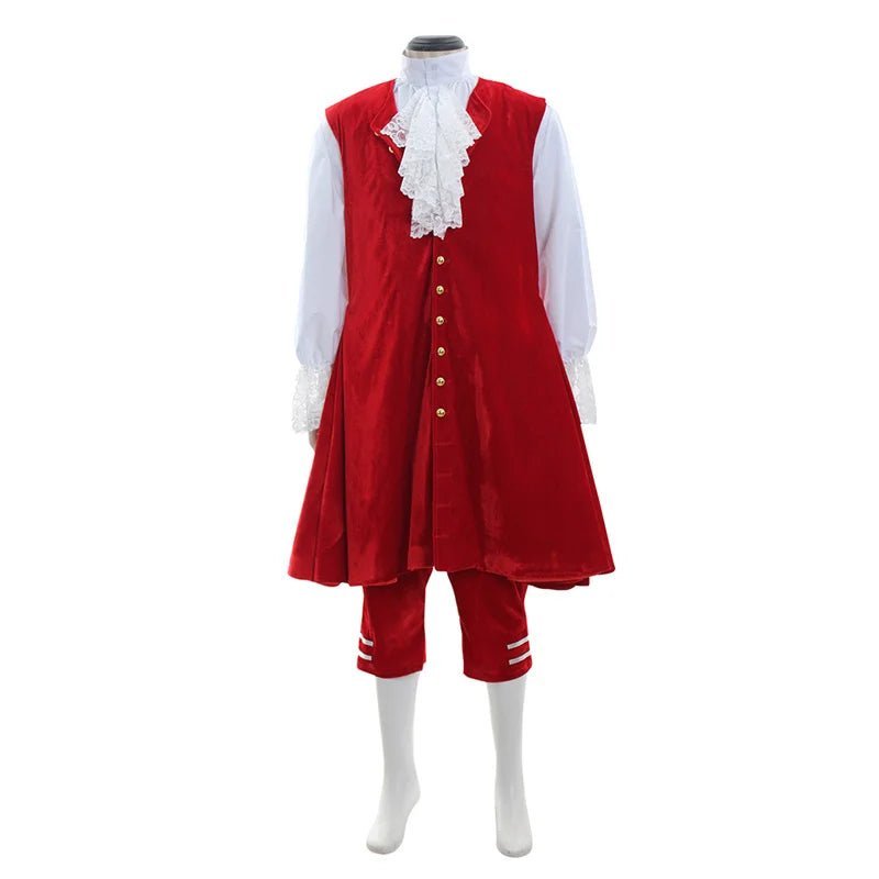 18th Century Aristocrat Costume for Men - Red Velvet Vintage Suit | Astricos Medieval Series-Astricos