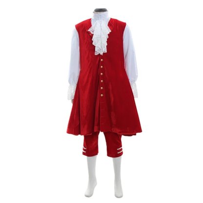 18th Century Aristocrat Costume for Men - Red Velvet Vintage Suit | Astricos Medieval Series-Astricos