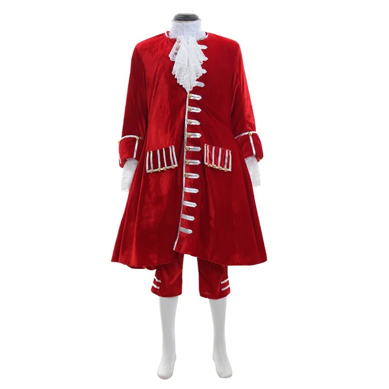 18th Century Aristocrat Costume for Men - Red Velvet Vintage Suit | Astricos Medieval Series-Astricos