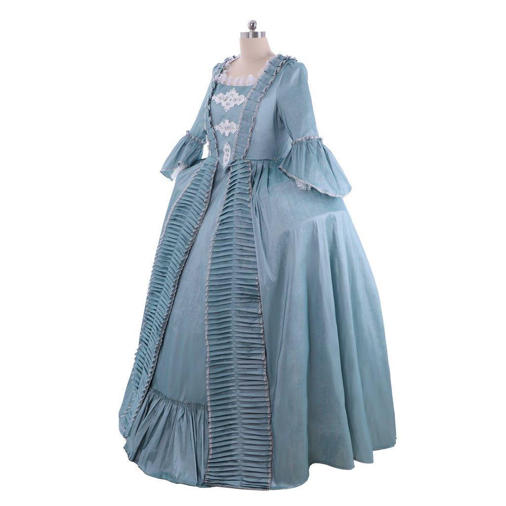 18th Century Marie Antoinette Rococo Dress - Lavish Azure Ball Gown with Elegant Lace-Astricos