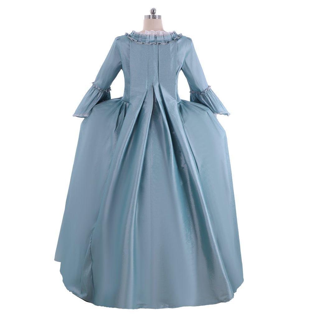 18th Century Marie Antoinette Rococo Dress - Lavish Azure Ball Gown with Elegant Lace-Astricos