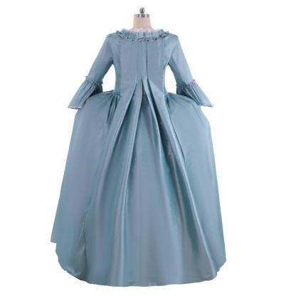 18th Century Marie Antoinette Rococo Dress - Lavish Azure Ball Gown with Elegant Lace-Astricos