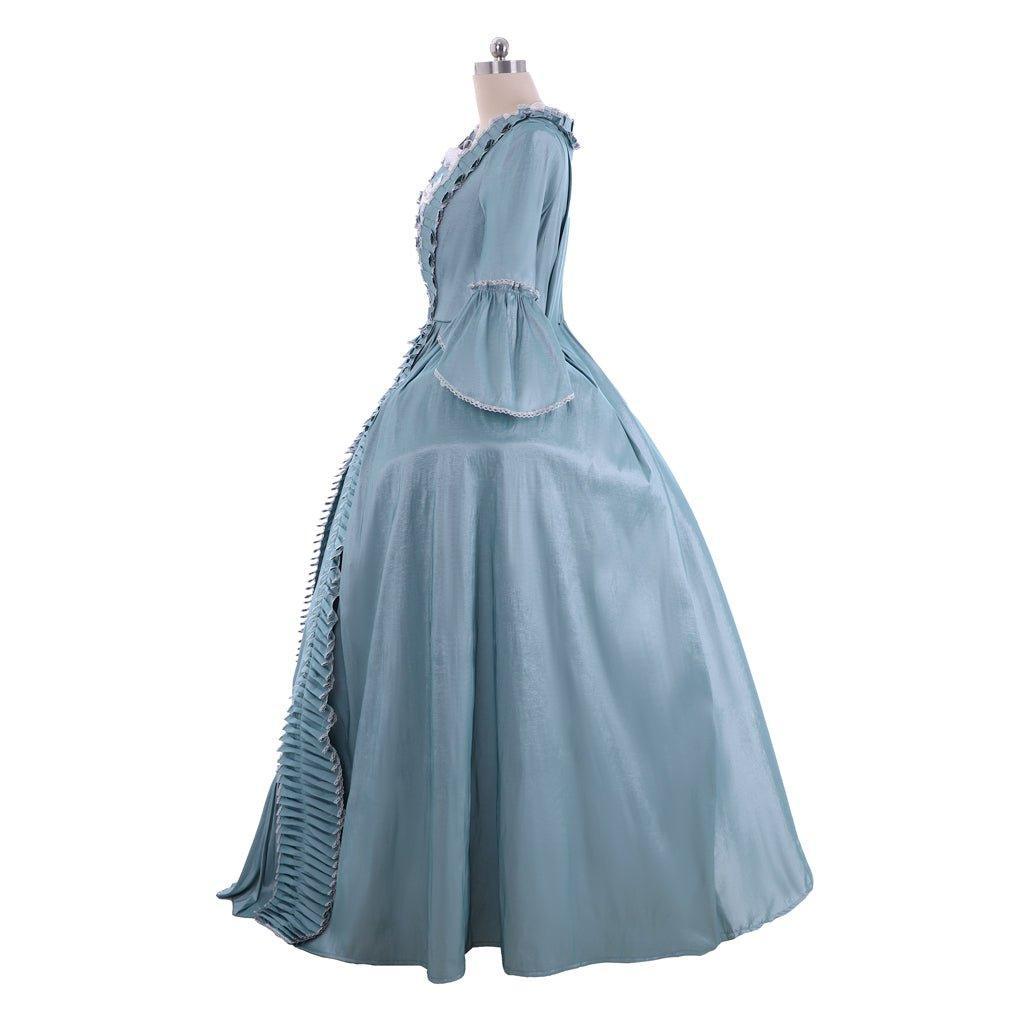 18th Century Marie Antoinette Rococo Dress - Lavish Azure Ball Gown with Elegant Lace-Astricos