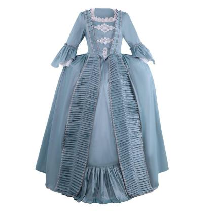 18th Century Marie Antoinette Rococo Dress - Lavish Azure Ball Gown with Elegant Lace-Astricos