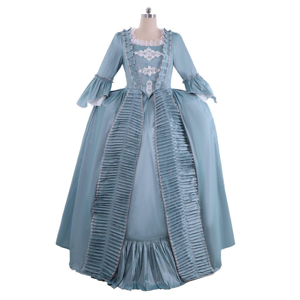 18th Century Marie Antoinette Rococo Dress - Lavish Azure Ball Gown with Elegant Lace-Astricos