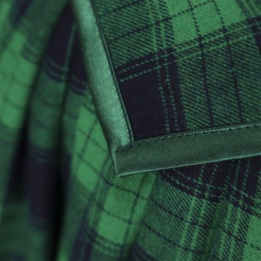 18th Century Marie Antoinette Rococo Gown - Elegant Green and Black Check with Lace Trim-Astricos