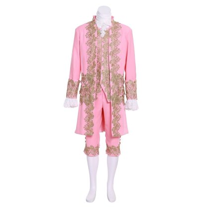 18th Century Men’s Colonial Rococo Suit - Pink Regency Court Outfit for Cosplay & Theater-Astricos