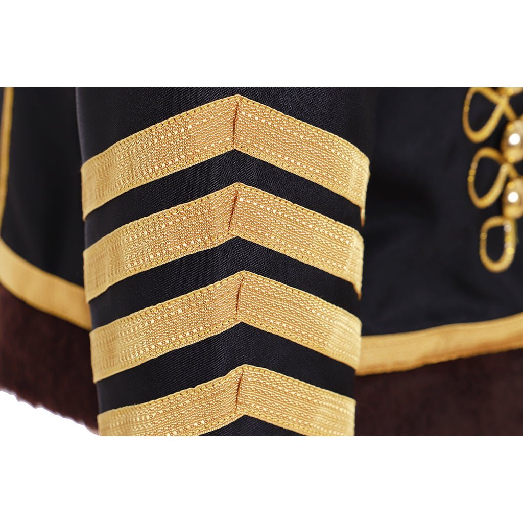 18th Century Men’s Medieval Tudor Coat - Black Gold Double-Breasted Warm Jacket | Astricos-Astricos