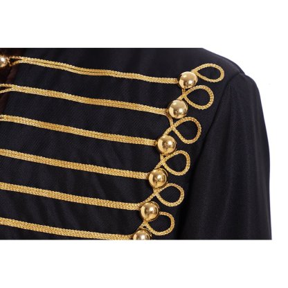 18th Century Men’s Medieval Tudor Coat - Black Gold Double-Breasted Warm Jacket | Astricos-Astricos