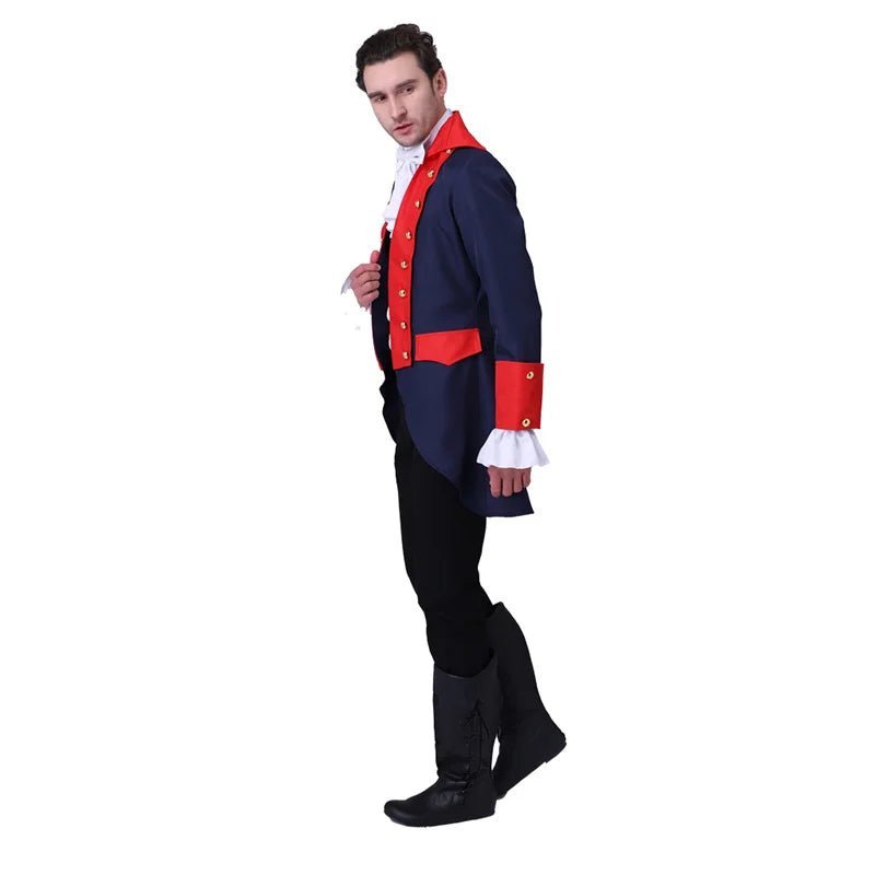 18th Century Men's Vintage Prince King Costume - Red Blue Royal Coat-Astricos