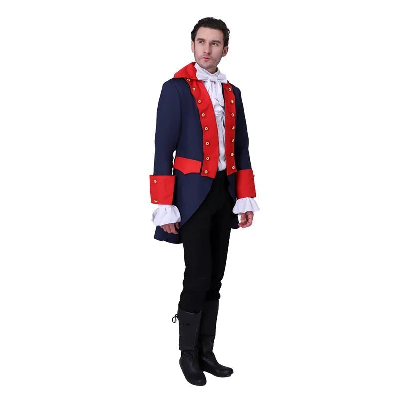 18th Century Men's Vintage Prince King Costume - Red Blue Royal Coat-Astricos