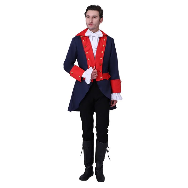 18th Century Men's Vintage Prince King Costume - Red Blue Royal Coat-Astricos