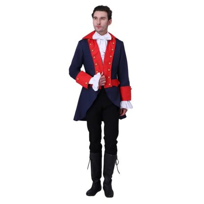 18th Century Men's Vintage Prince King Costume - Red Blue Royal Coat-Astricos
