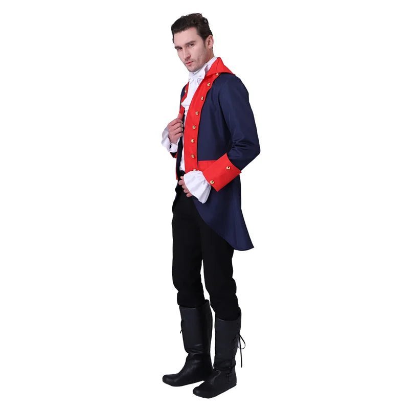 18th Century Men's Vintage Prince King Costume - Red Blue Royal Coat-Astricos