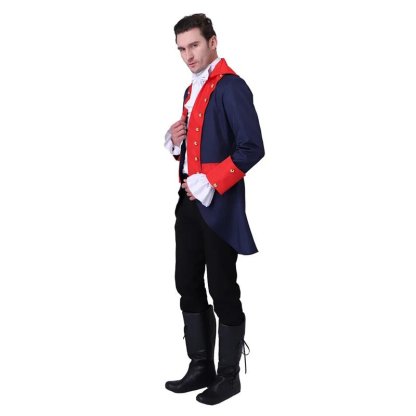 18th Century Men's Vintage Prince King Costume - Red Blue Royal Coat-Astricos