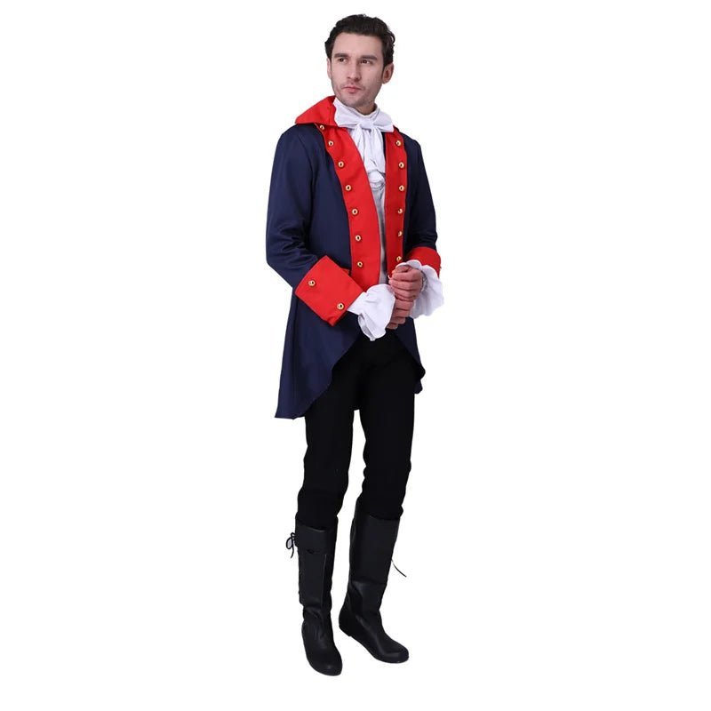 18th Century Men's Vintage Prince King Costume - Red Blue Royal Coat-Astricos