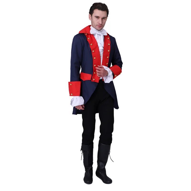 18th Century Men's Vintage Prince King Costume - Red Blue Royal Coat-Astricos