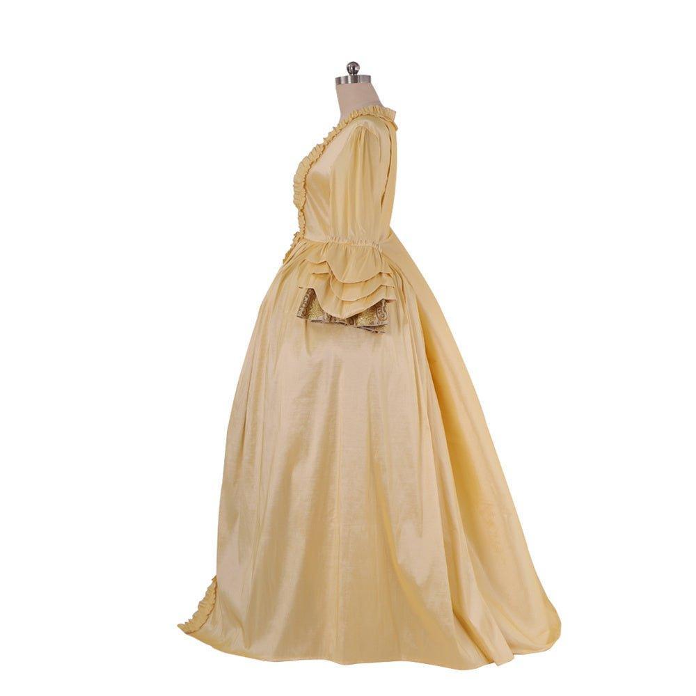 18th Century Rococo Apricot Deluxe Brocade Gown with Chest Floral - Vintage Elegance-Astricos