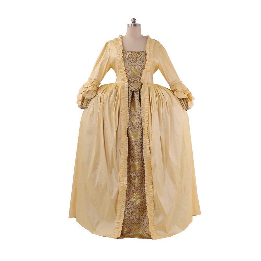 18th Century Rococo Apricot Deluxe Brocade Gown with Chest Floral - Vintage Elegance-Astricos
