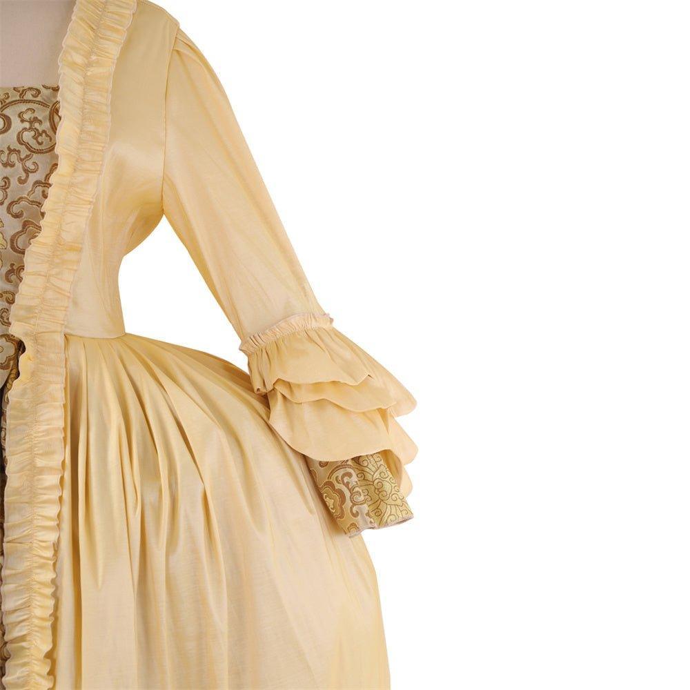 18th Century Rococo Apricot Deluxe Brocade Gown with Chest Floral - Vintage Elegance-Astricos