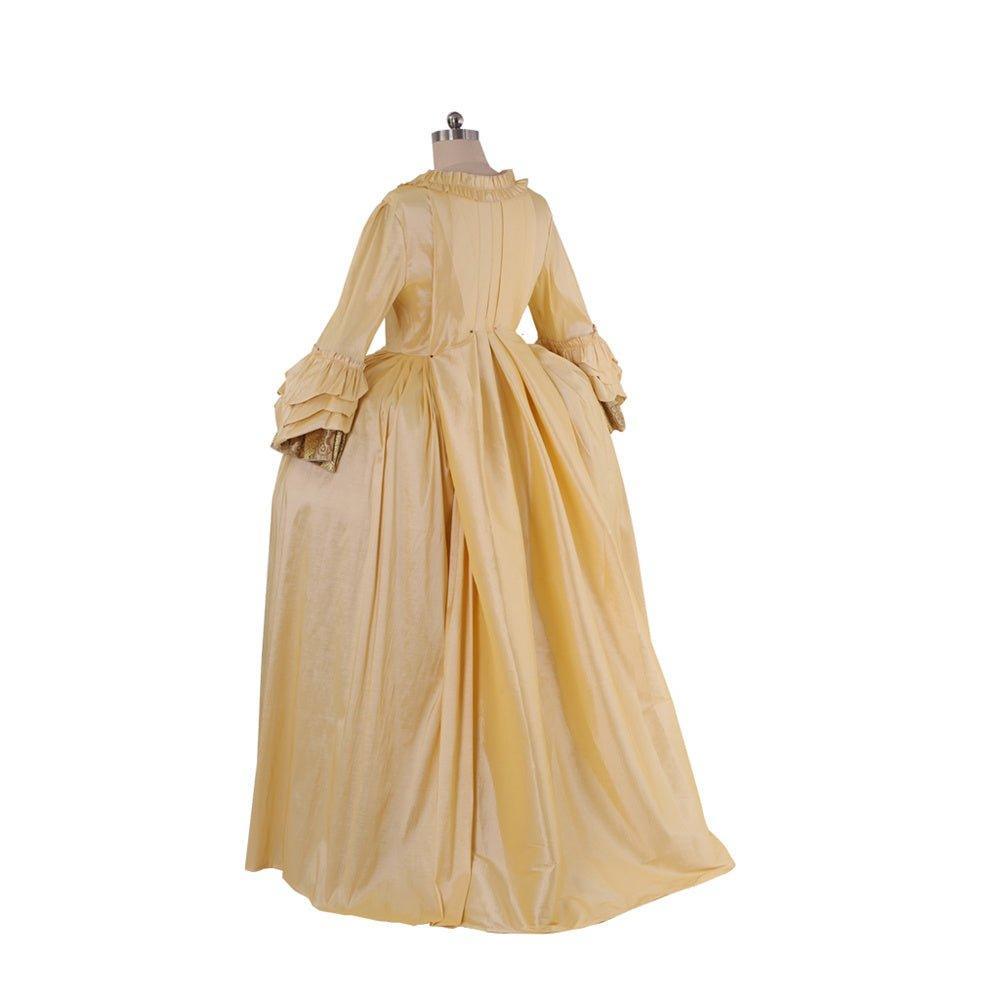 18th Century Rococo Apricot Deluxe Brocade Gown with Chest Floral - Vintage Elegance-Astricos
