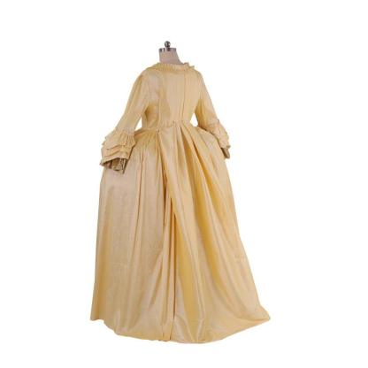 18th Century Rococo Apricot Deluxe Brocade Gown with Chest Floral - Vintage Elegance-Astricos