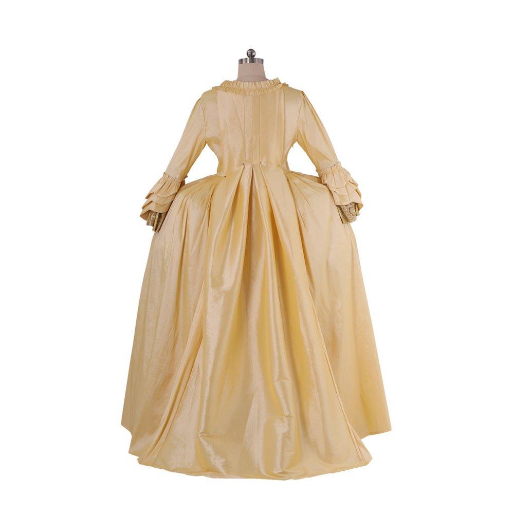 18th Century Rococo Apricot Deluxe Brocade Gown with Chest Floral - Vintage Elegance-Astricos