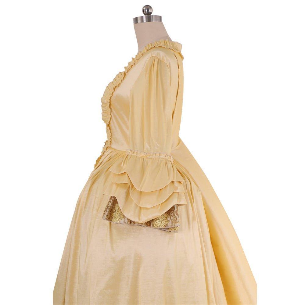 18th Century Rococo Apricot Deluxe Brocade Gown with Chest Floral - Vintage Elegance-Astricos