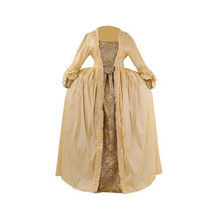 18th Century Rococo Apricot Deluxe Brocade Gown with Chest Floral - Vintage Elegance-Astricos