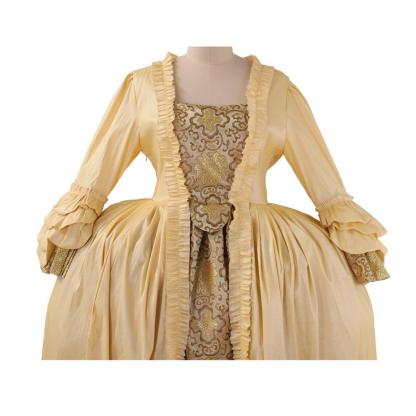 18th Century Rococo Apricot Deluxe Brocade Gown with Chest Floral - Vintage Elegance-Astricos