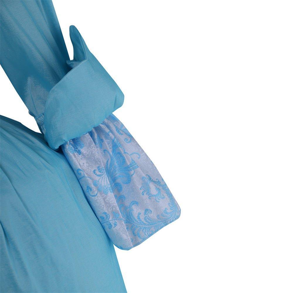 Exquisite 18th Century Rococo Azure Gown - Embroidered Brocade Dress with Elegant Lace-Astricos