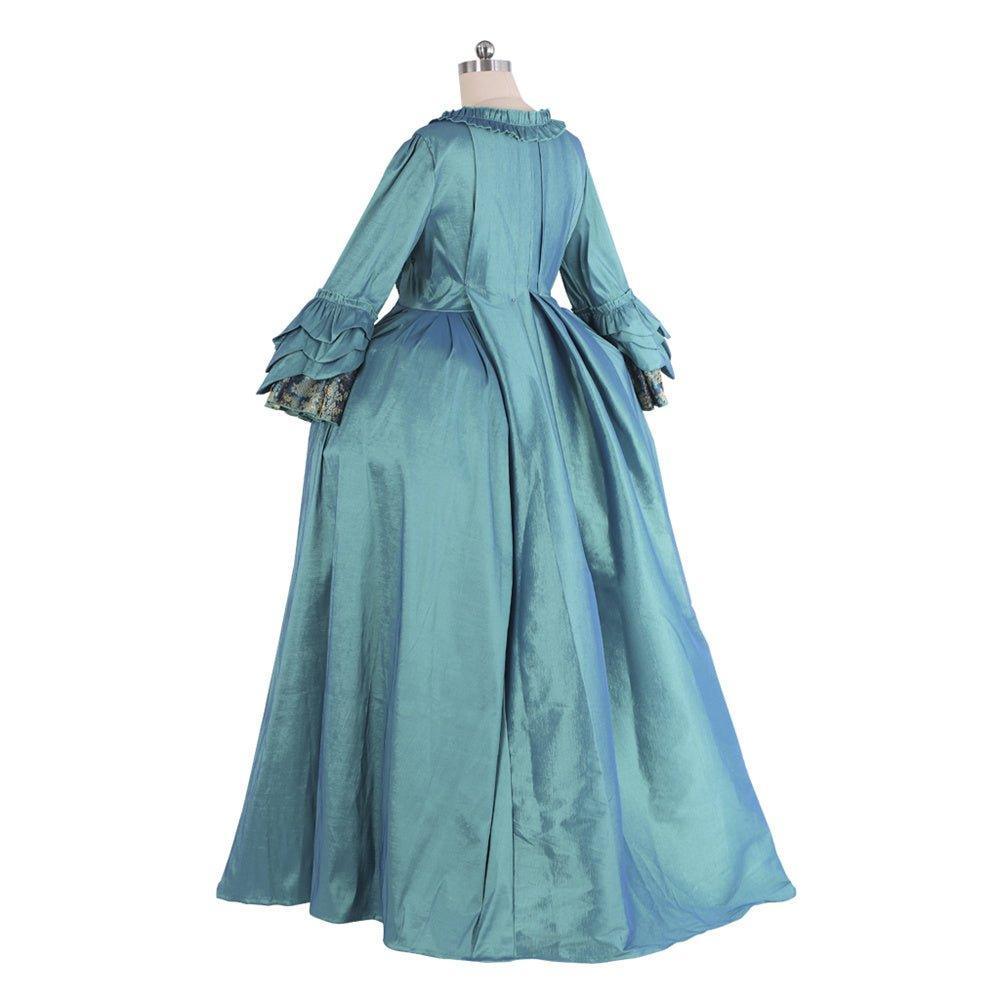 Exquisite 18th Century Rococo Blue Gown - Deluxe Deep Blue Brocade with Embroidery & Lace-Astricos
