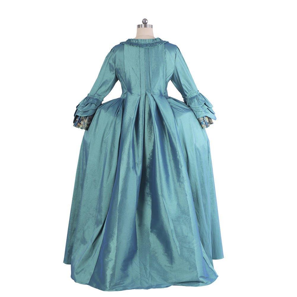 Exquisite 18th Century Rococo Blue Gown - Deluxe Deep Blue Brocade with Embroidery & Lace-Astricos