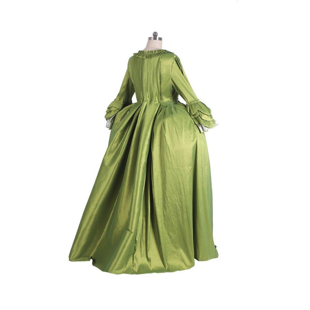 18th Century Rococo Green Apple Dress - Medieval Elegance Floral Chest Design-Astricos