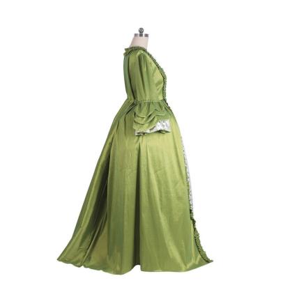18th Century Rococo Green Apple Dress - Medieval Elegance Floral Chest Design-Astricos