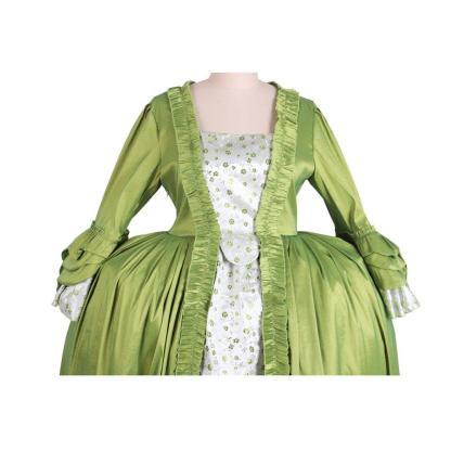 18th Century Rococo Green Apple Dress - Medieval Elegance Floral Chest Design-Astricos