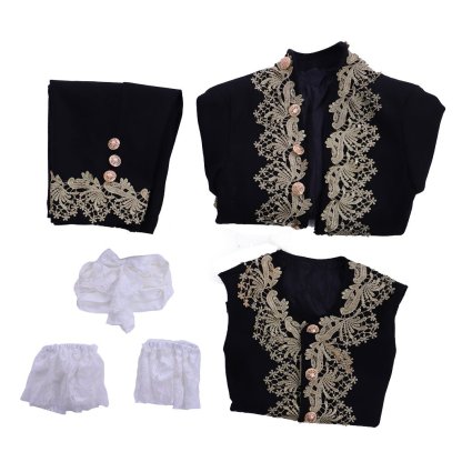 18th Century Rococo Men's Court Costume - Elegant Black Colonial Suit-Astricos