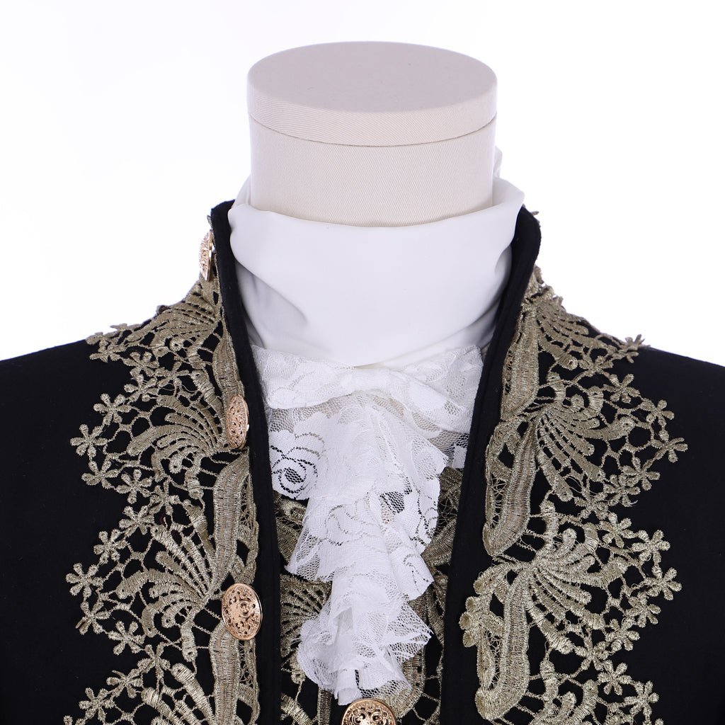 18th Century Rococo Men's Court Costume - Elegant Black Colonial Suit-Astricos