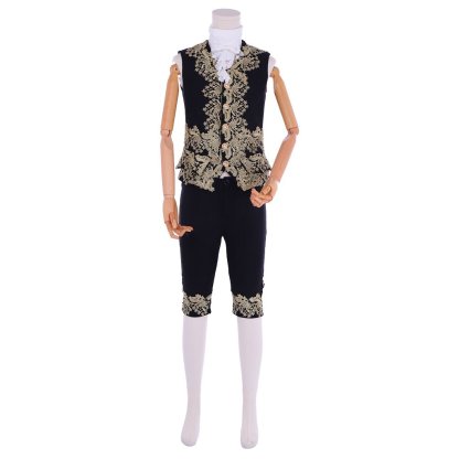 18th Century Rococo Men's Court Costume - Elegant Black Colonial Suit-Astricos