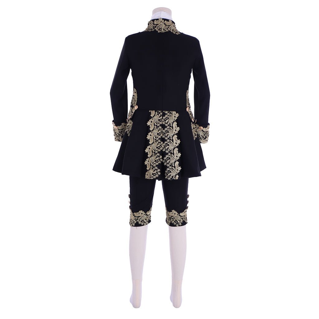 18th Century Rococo Men's Court Costume - Elegant Black Colonial Suit-Astricos