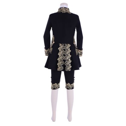 18th Century Rococo Men's Court Costume - Elegant Black Colonial Suit-Astricos