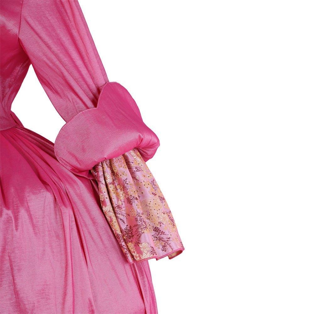 18th Century Rococo Pink Embroidered Long Sleeve Gown - Delicate Floral Dress-Astricos