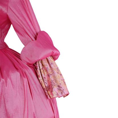 18th Century Rococo Pink Embroidered Long Sleeve Gown - Delicate Floral Dress-Astricos
