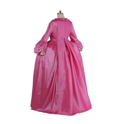 18th Century Rococo Pink Embroidered Long Sleeve Gown - Delicate Floral Dress-Astricos