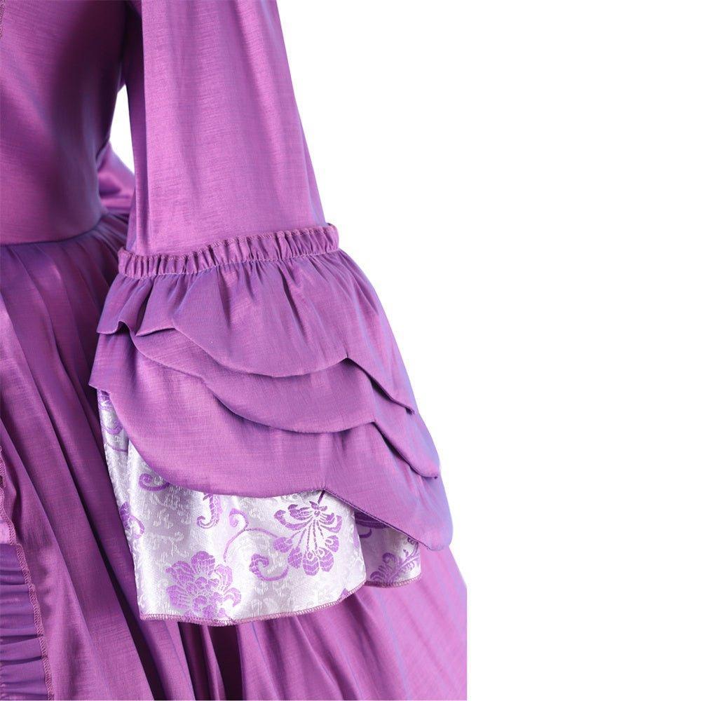 18th Century Rococo Purple Brocade Dress - Embroidered Medieval Gown-Astricos