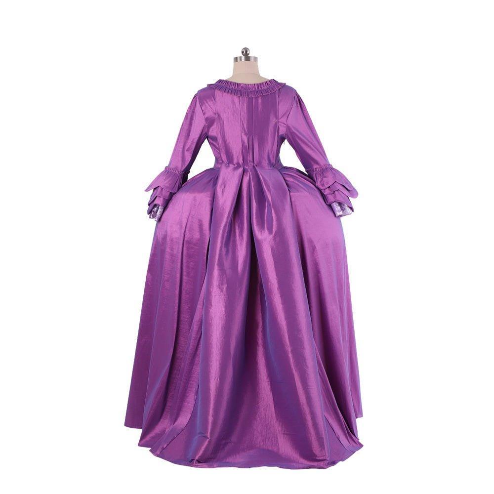 18th Century Rococo Purple Brocade Dress - Embroidered Medieval Gown-Astricos